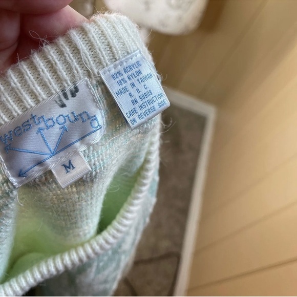 Vintage Snowflake Sweater Women's Size Medium Westbound Baby Blue Retro 80s - Picture 3 of 3